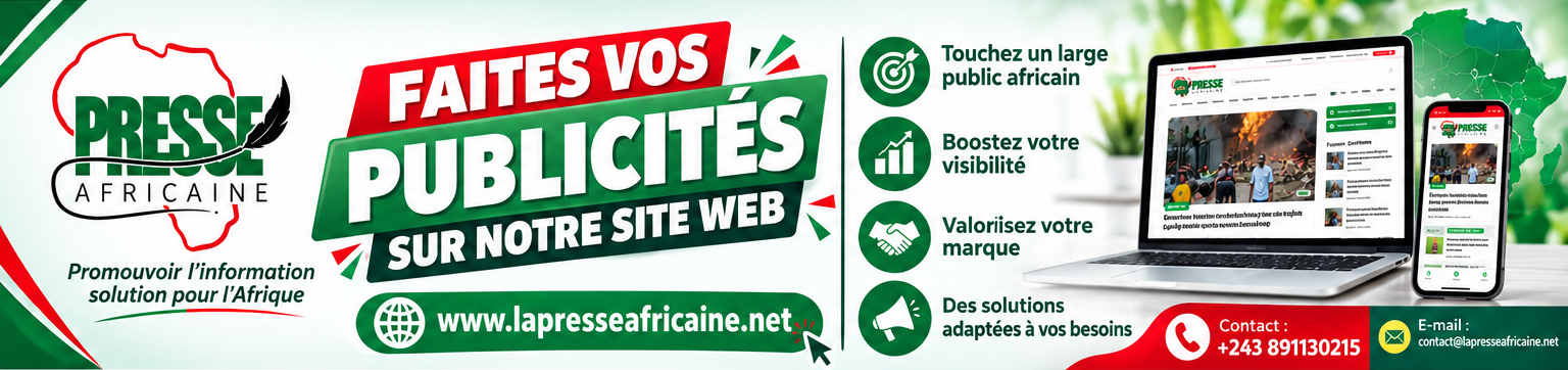 Bannière d'annonce publicitaire sur le site Web de La Presse Africaine